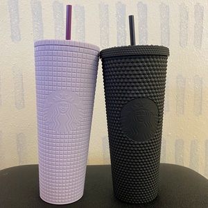 Starbucks Lilac Grid & Matte Black Studded Cups